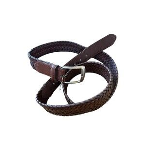 CTM Mens Belt Size 44 Brown Braided Silver Buckle